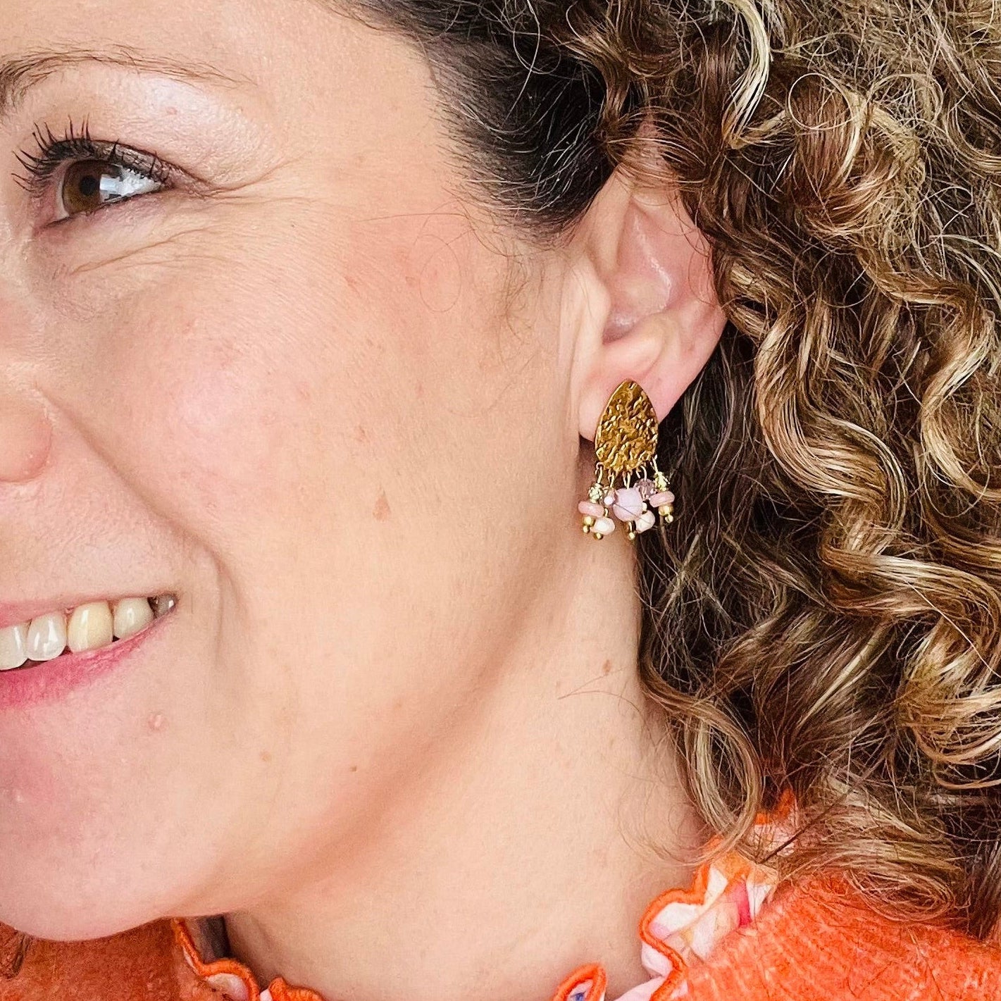 Boucles d'oreille "Trinité" roses