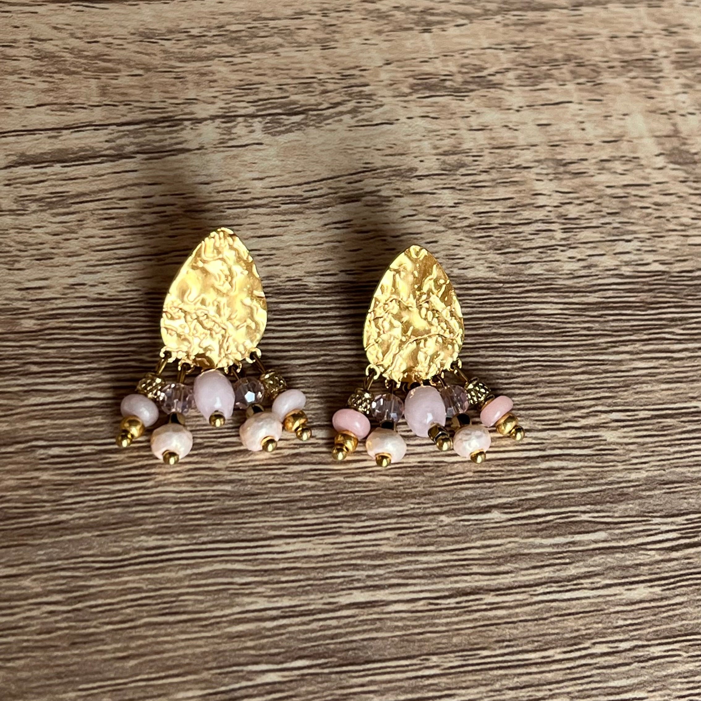 Boucles d'oreille "Trinité" roses